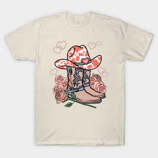 Cowgirl Boots Hat Valentine T-Shirt